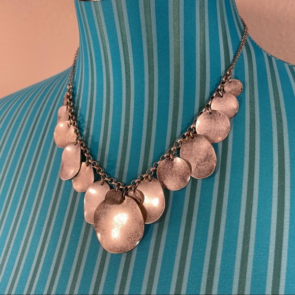 Silver tone disc coin necklace - Picture 3 of 10